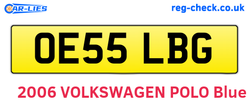 OE55LBG are the vehicle registration plates.