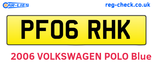 PF06RHK are the vehicle registration plates.
