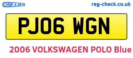 PJ06WGN are the vehicle registration plates.