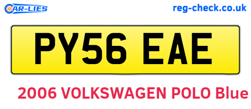 PY56EAE are the vehicle registration plates.