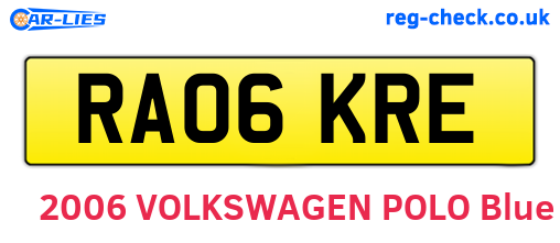 RA06KRE are the vehicle registration plates.
