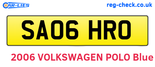 SA06HRO are the vehicle registration plates.