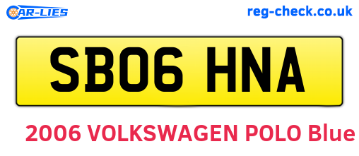 SB06HNA are the vehicle registration plates.