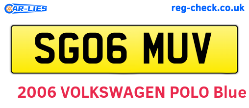 SG06MUV are the vehicle registration plates.