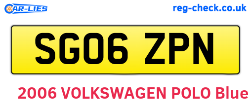 SG06ZPN are the vehicle registration plates.