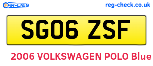 SG06ZSF are the vehicle registration plates.