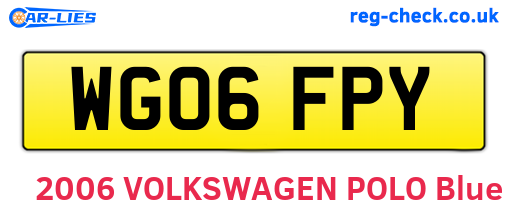 WG06FPY are the vehicle registration plates.