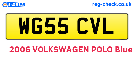 WG55CVL are the vehicle registration plates.