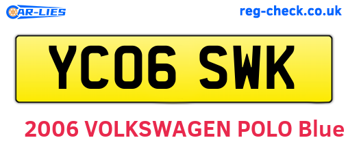 YC06SWK are the vehicle registration plates.