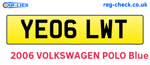 YE06LWT are the vehicle registration plates.