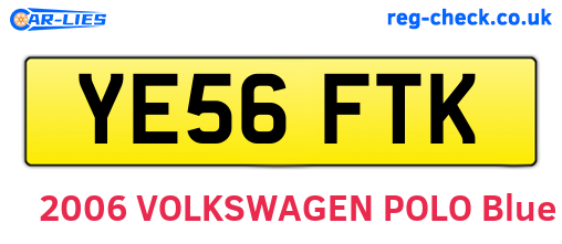 YE56FTK are the vehicle registration plates.
