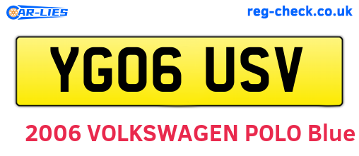 YG06USV are the vehicle registration plates.