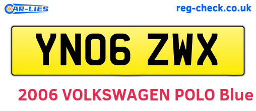 YN06ZWX are the vehicle registration plates.