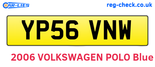 YP56VNW are the vehicle registration plates.