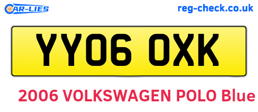 YY06OXK are the vehicle registration plates.
