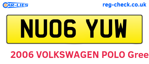 NU06YUW are the vehicle registration plates.