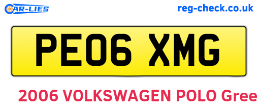 PE06XMG are the vehicle registration plates.