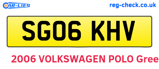 SG06KHV are the vehicle registration plates.