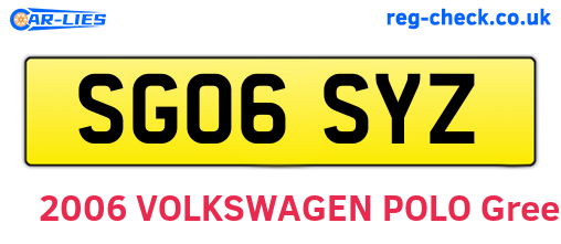SG06SYZ are the vehicle registration plates.
