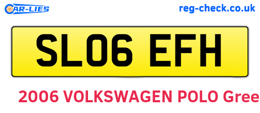 SL06EFH are the vehicle registration plates.