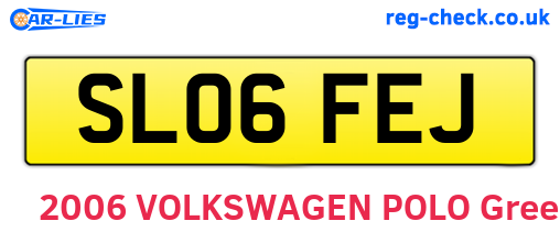 SL06FEJ are the vehicle registration plates.