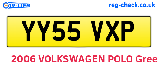 YY55VXP are the vehicle registration plates.