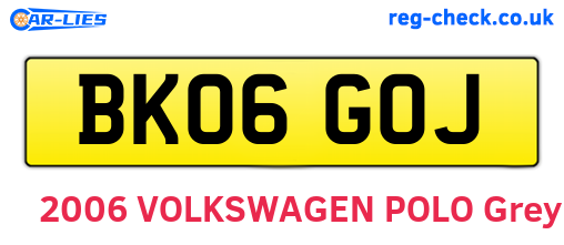 BK06GOJ are the vehicle registration plates.