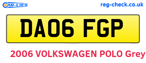 DA06FGP are the vehicle registration plates.