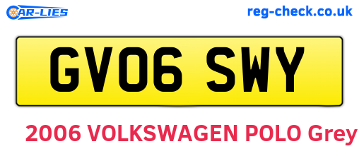 GV06SWY are the vehicle registration plates.