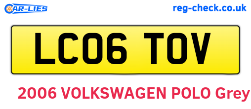 LC06TOV are the vehicle registration plates.