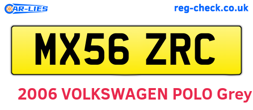 MX56ZRC are the vehicle registration plates.