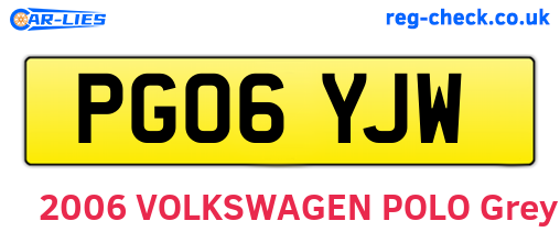 PG06YJW are the vehicle registration plates.