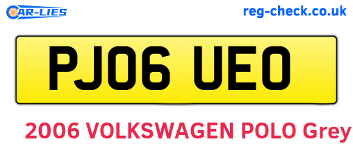 PJ06UEO are the vehicle registration plates.