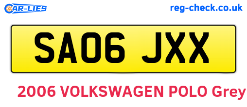 SA06JXX are the vehicle registration plates.