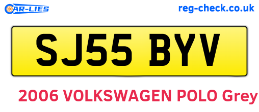 SJ55BYV are the vehicle registration plates.