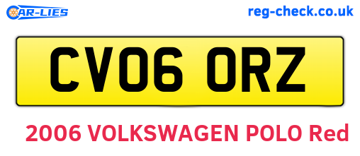 CV06ORZ are the vehicle registration plates.