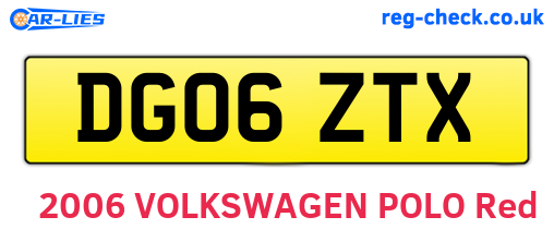 DG06ZTX are the vehicle registration plates.