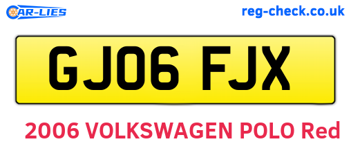 GJ06FJX are the vehicle registration plates.