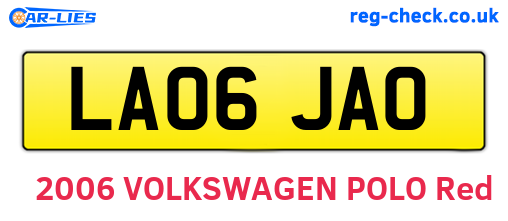 LA06JAO are the vehicle registration plates.
