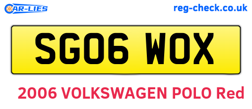 SG06WOX are the vehicle registration plates.