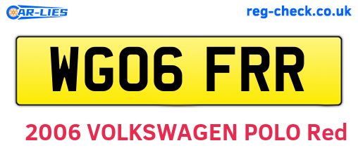 WG06FRR are the vehicle registration plates.
