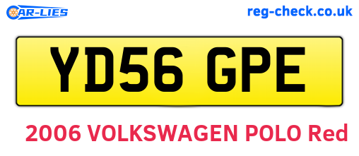 YD56GPE are the vehicle registration plates.