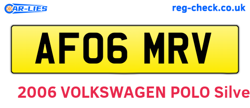 AF06MRV are the vehicle registration plates.