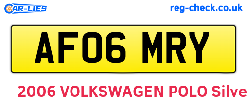AF06MRY are the vehicle registration plates.