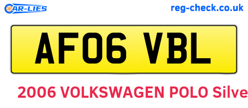 AF06VBL are the vehicle registration plates.