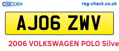 AJ06ZWV are the vehicle registration plates.