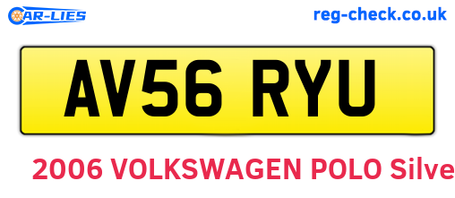 AV56RYU are the vehicle registration plates.