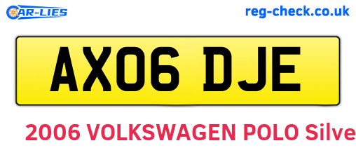 AX06DJE are the vehicle registration plates.