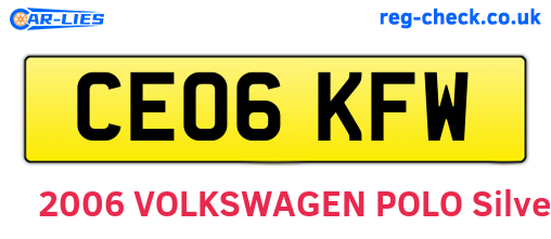 CE06KFW are the vehicle registration plates.
