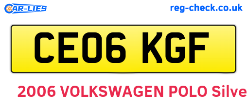 CE06KGF are the vehicle registration plates.